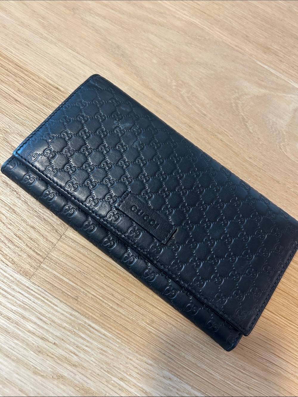 Gucci Black Embossed Monogram Long Wallet